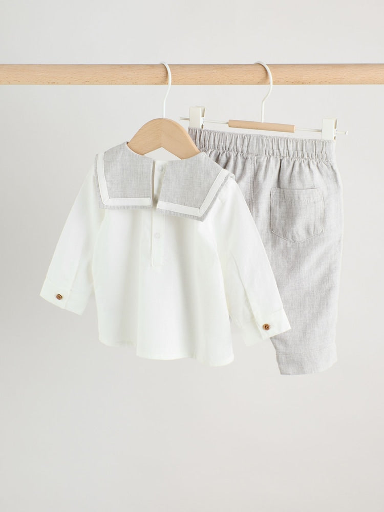 Grey/White Shirt and Trousers Baby Set (0mths-3yrs)