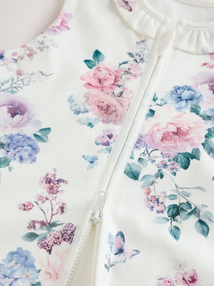 White Floral 1 Tog Sleeveless Baby Sleep Bag