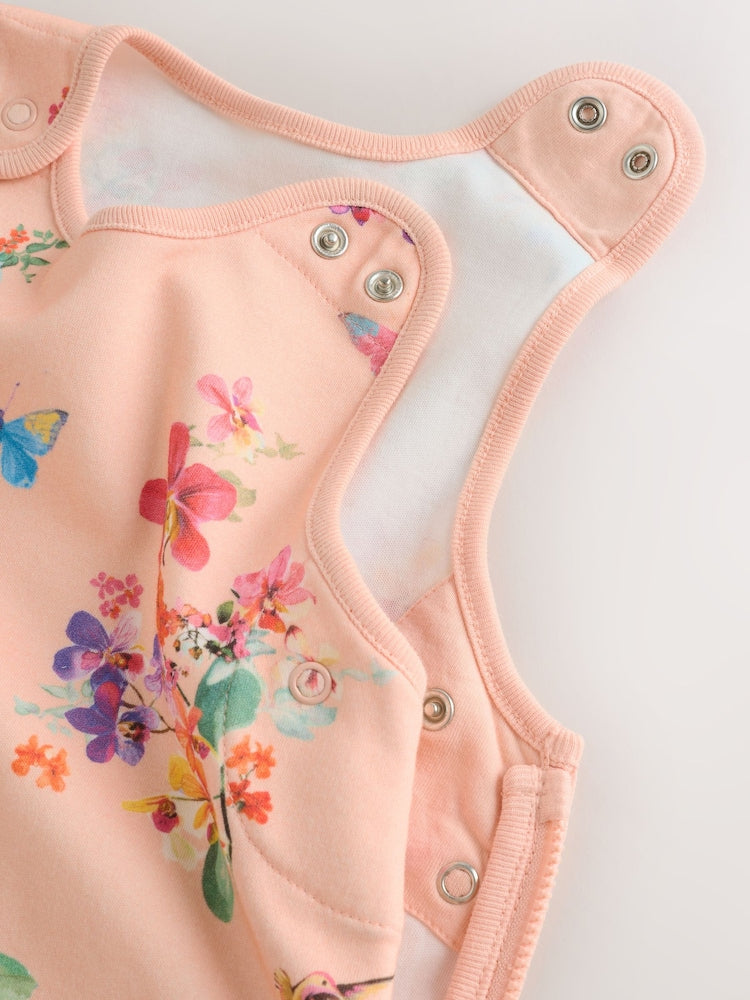 Pink Peach Floral 0.5 Tog Sleeveless Baby Sleep Bag