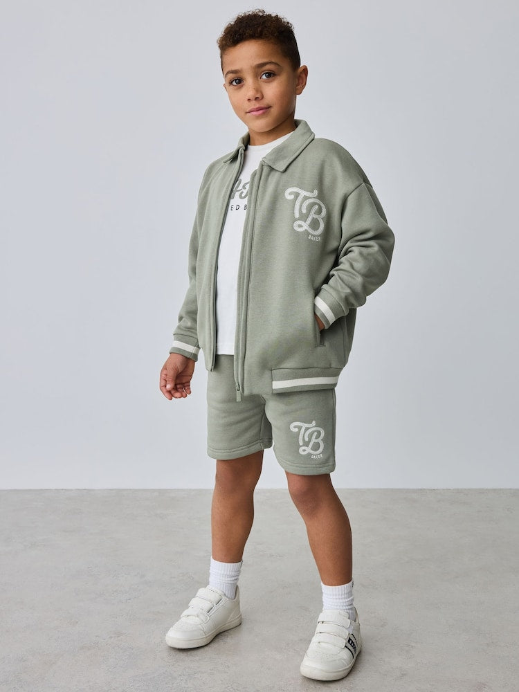 Baker by Ted Baker Green Varsity Jacket, T-Shirt and Shorts Set - Size 6 - 9 Months (68 - 74cm) - Green Varsity