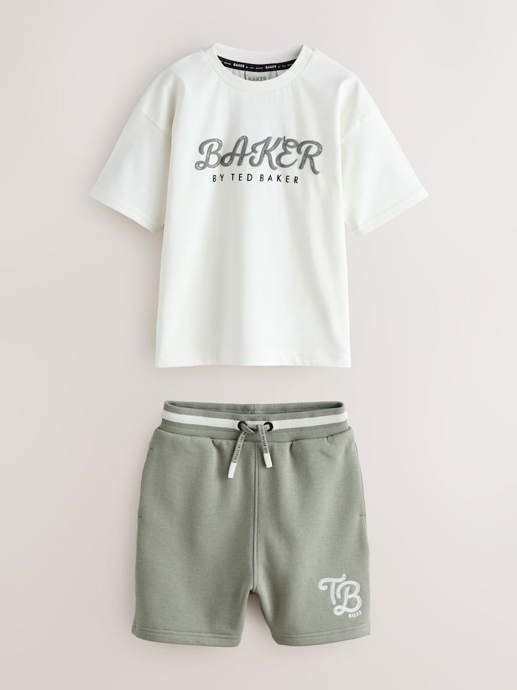Baker by Ted Baker Green Varsity Jacket, T-Shirt and Shorts Set - Size 6 - 9 Months (68 - 74cm)