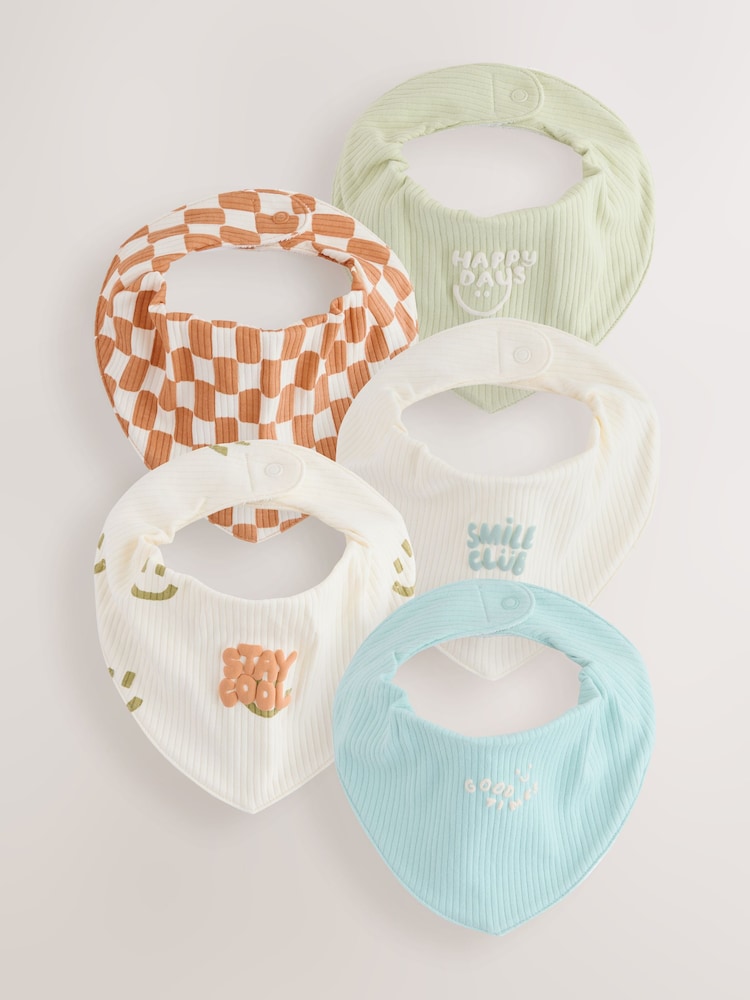 Green/Orange Baby Bibs 5 Pack