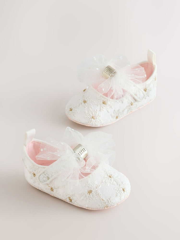 Baker by Ted Baker Baby Occasion Corsage Mary Jane Padder Shoes - Size Up To 3 Months (50 - 62cm) - White
