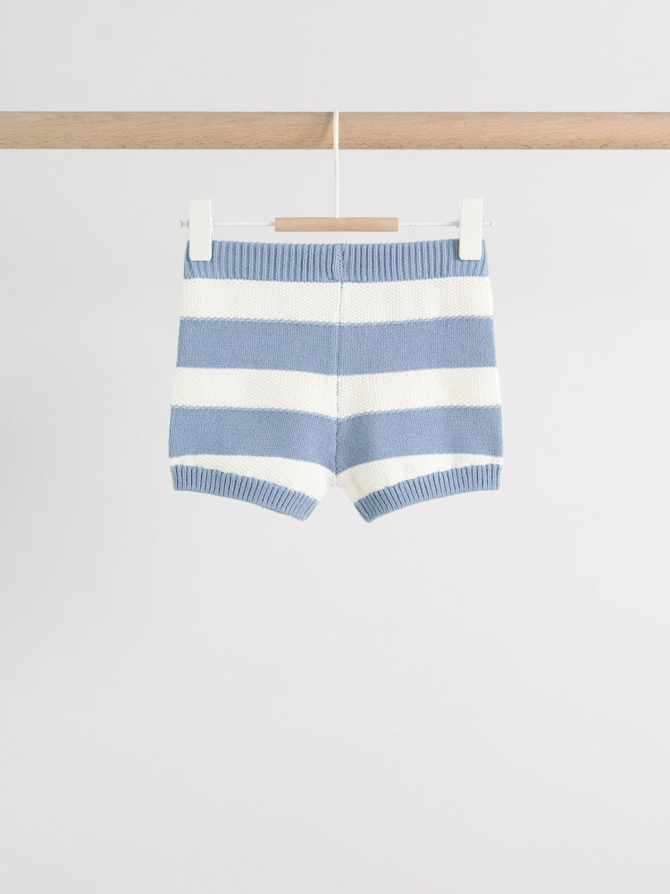 Blue Nautical Stripe Knitted Top and Shorts Baby Set (0mths-2yrs)