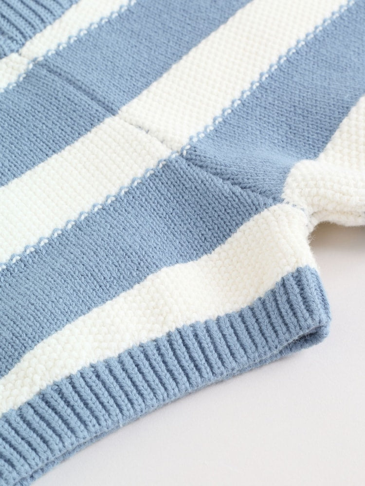 Blue Nautical Stripe Knitted Top and Shorts Baby Set (0mths-2yrs)