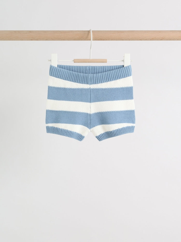 Blue Nautical Stripe Knitted Top and Shorts Baby Set (0mths-2yrs)