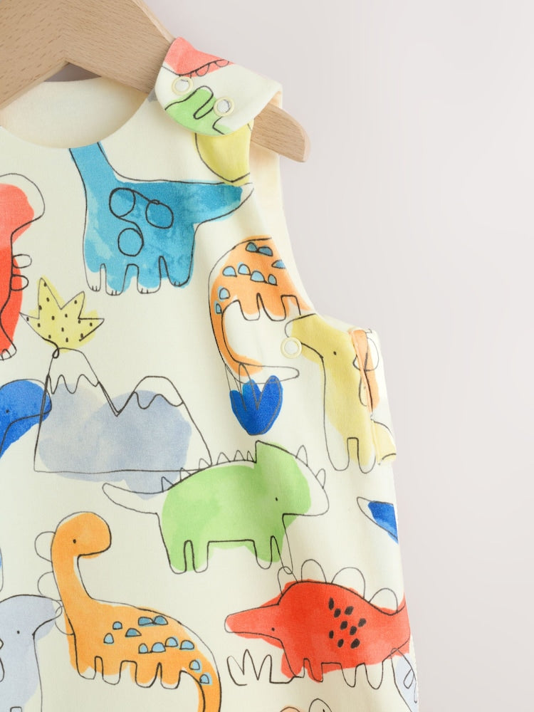 Blue Bright Dinosaurs 1 Tog Sleeveless Baby Sleep Bag