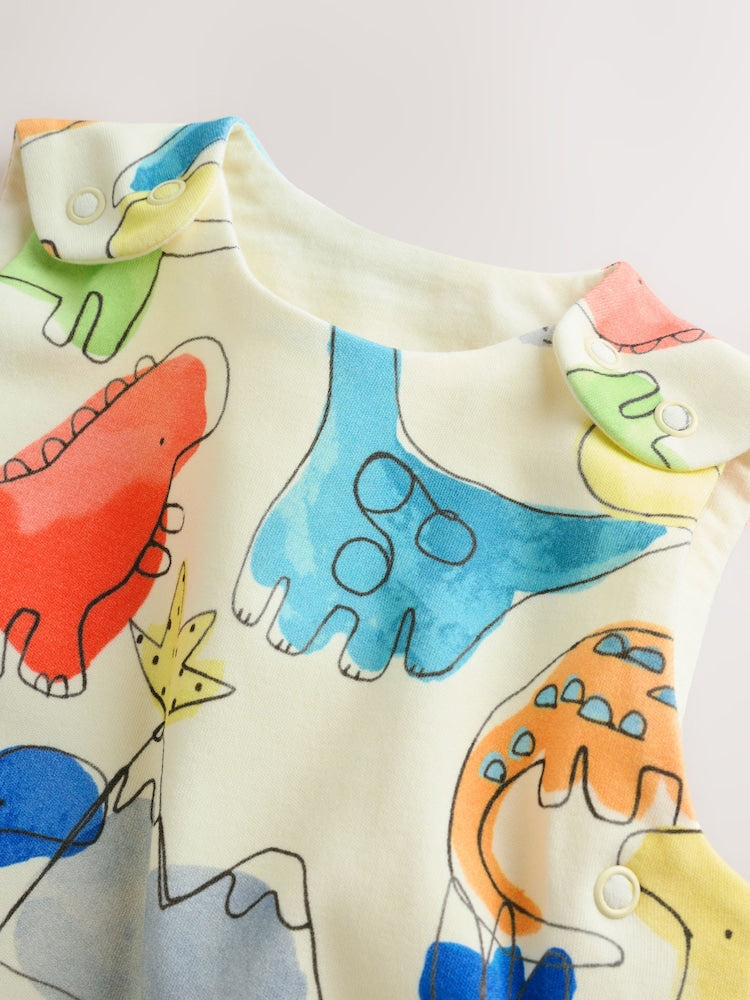 Blue Bright Dinosaurs 1 Tog Sleeveless Baby Sleep Bag