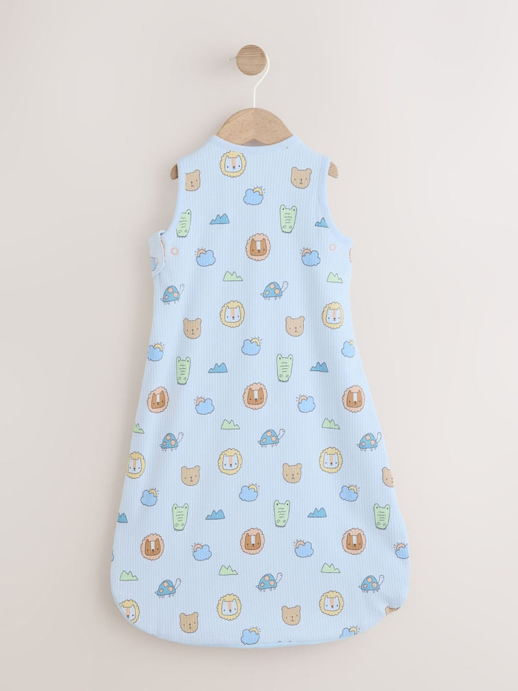 Blue Safari Animals 1 Tog Sleeveless Baby Sleep Bag