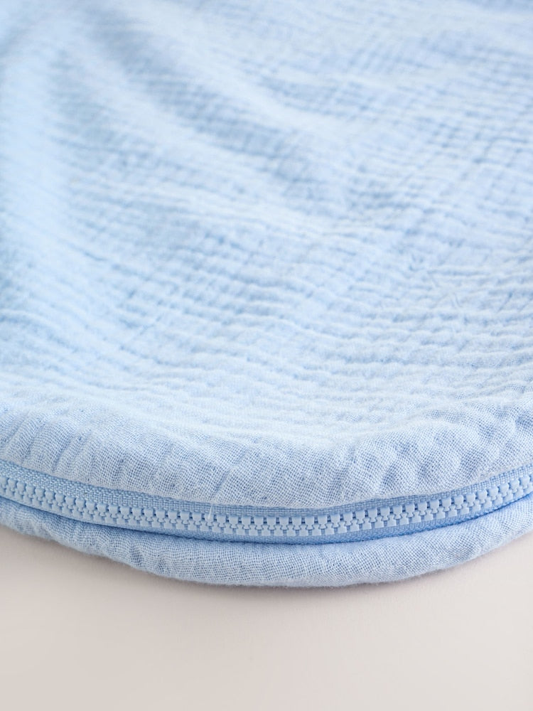 Blue Muslin 1 Tog Baby Sleep Bag