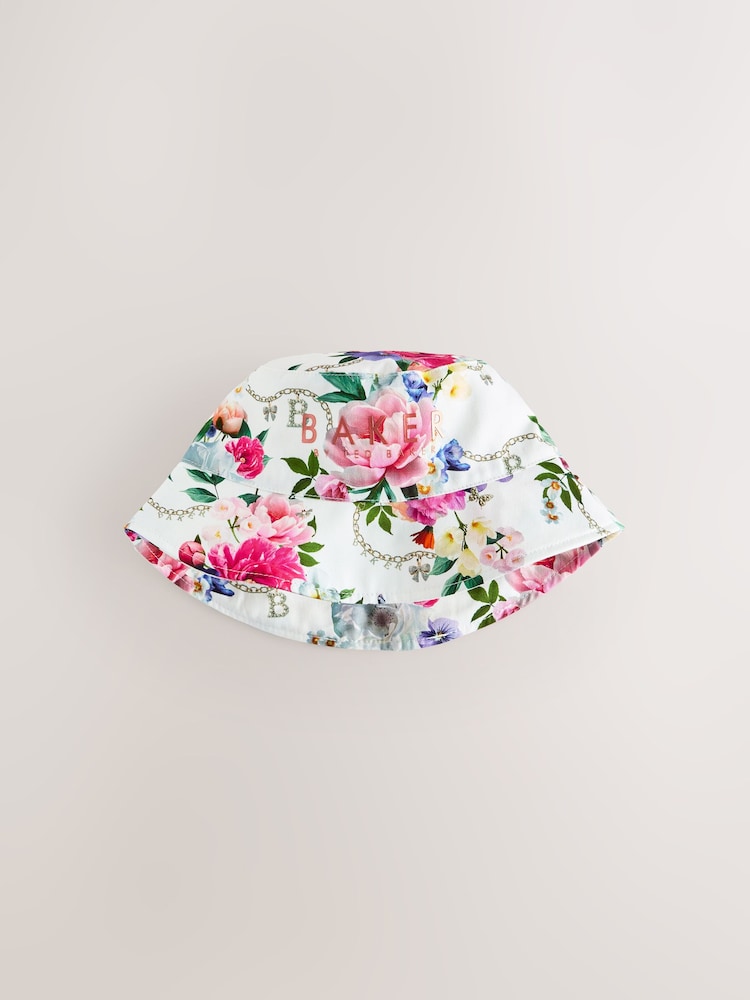 Baker by Ted Baker Logo Bucket Pink Hat - Size 3-9 Months (62-74cm) - Floral