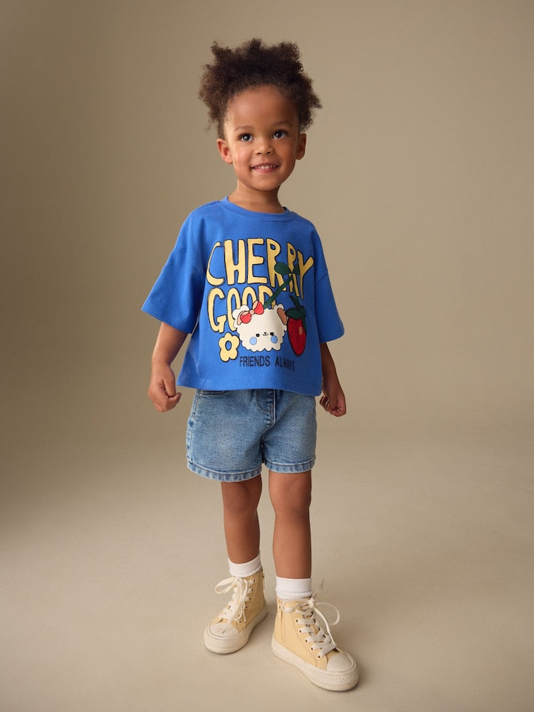 Blue Cherry Short Sleeve T-Shirt (3mths-7yrs)