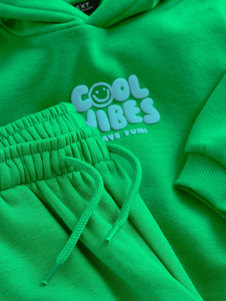 Green Cool Vibes Printed Hoodie and Joggers Set (3mths-7yrs)