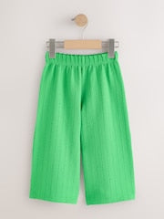 Green Textured Wide Leg Trousers (3mths-7yrs)