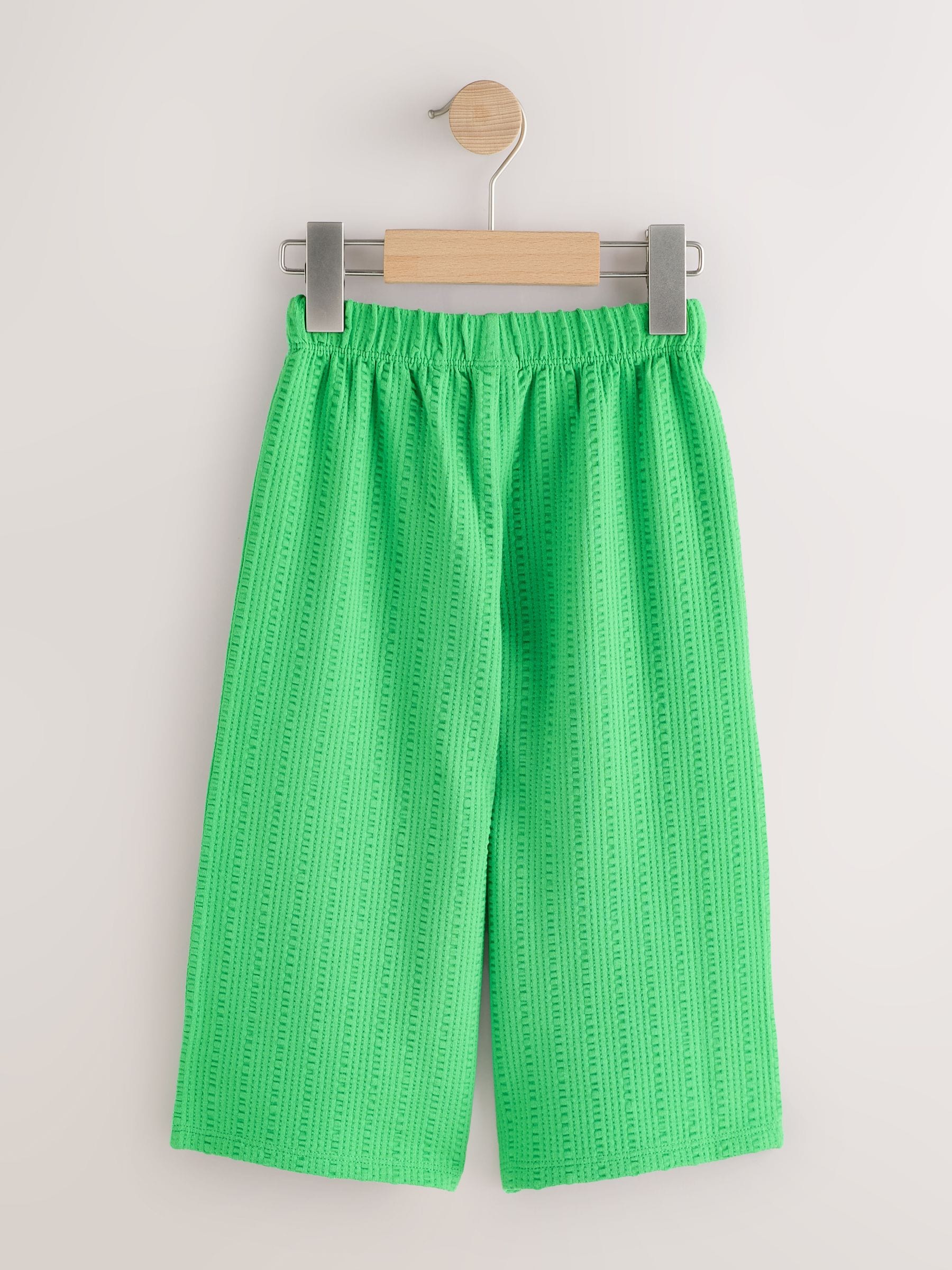 Green Textured Wide Leg Trousers (3mths-7yrs)