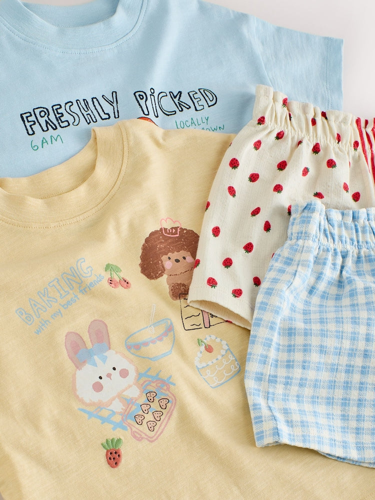 Blue/Yellow Top & Shorts Set 2 Pack (3mths-7yrs)