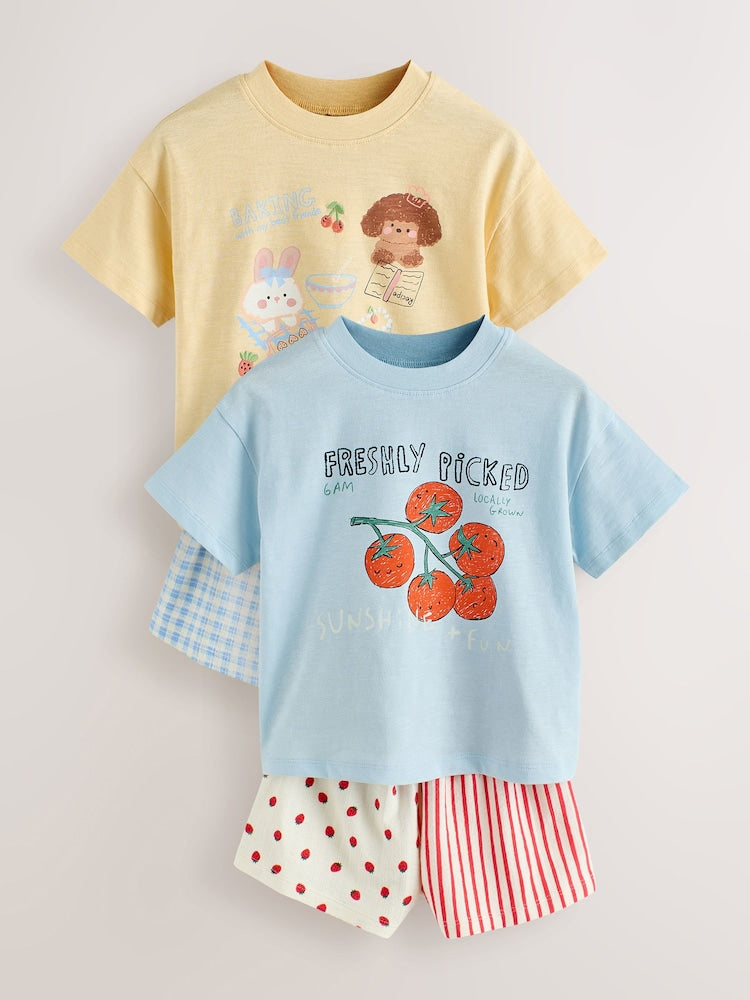 Blue/Yellow Top & Shorts Set 2 Pack (3mths-7yrs)