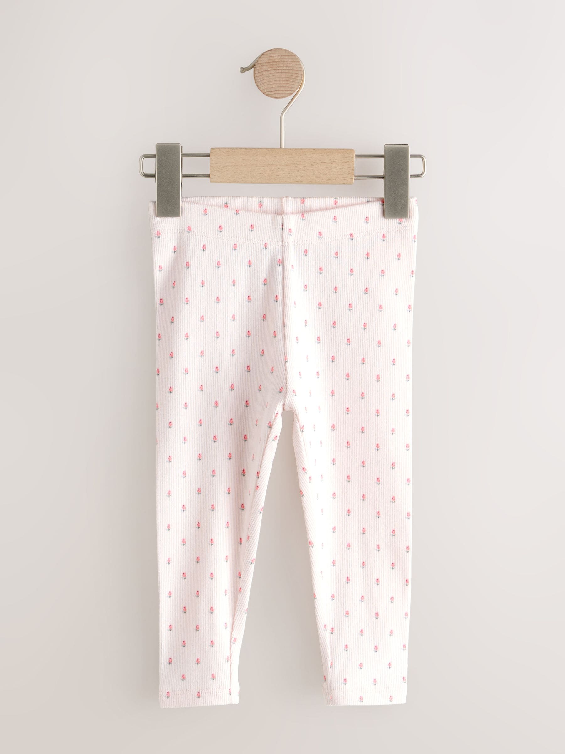 Pink Ribbed Leggings 5 Pack (3mths-7yrs) - Size 3-6 Months (62-68cm)