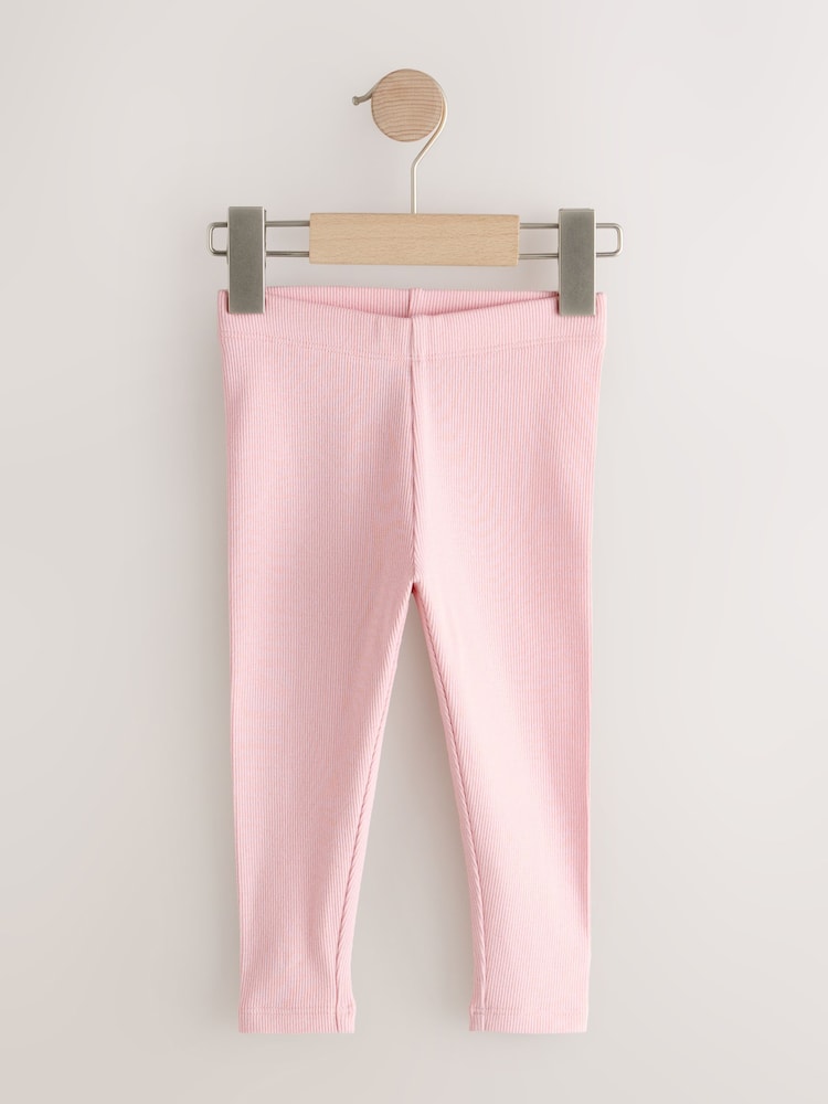 Pink Ribbed Leggings 5 Pack (3mths-7yrs)