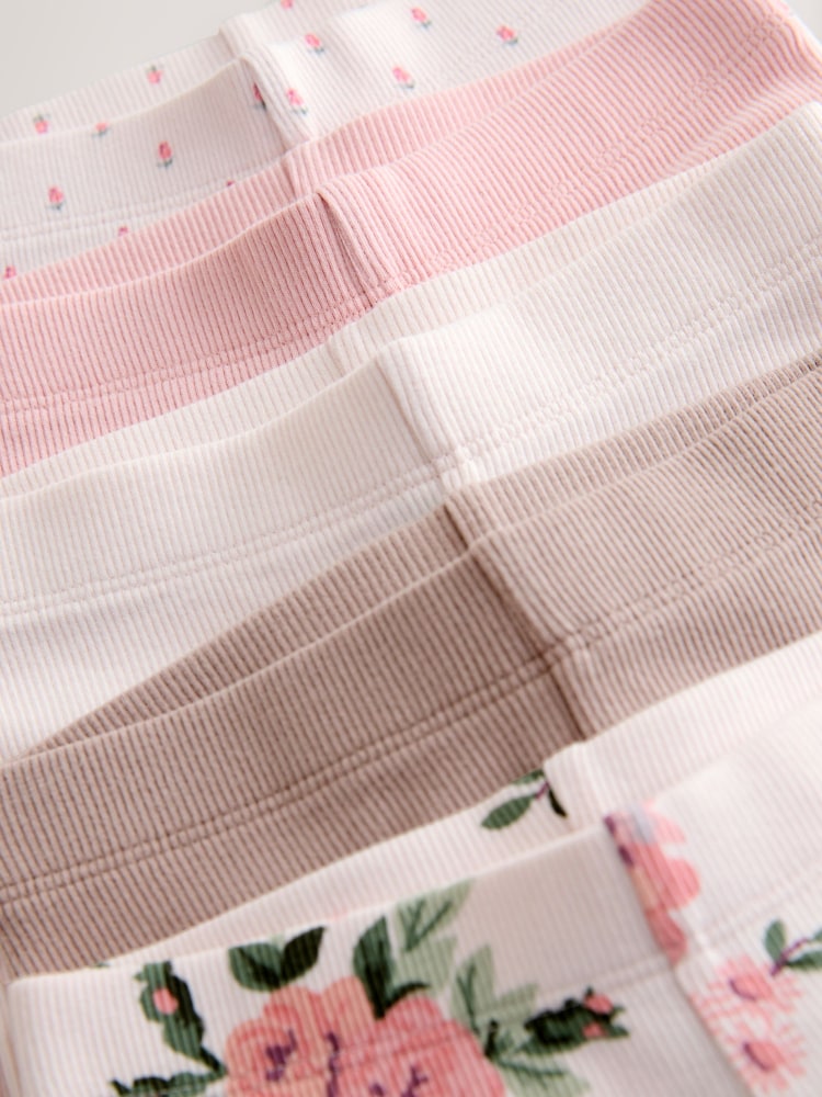 Pink Ribbed Leggings 5 Pack (3mths-7yrs)