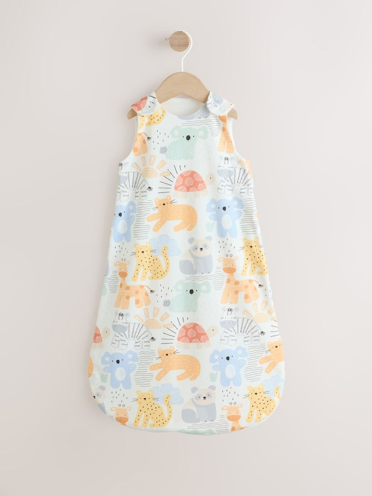 Neutral Safari Animals 1 Tog Sleeveless Baby Sleep Bag