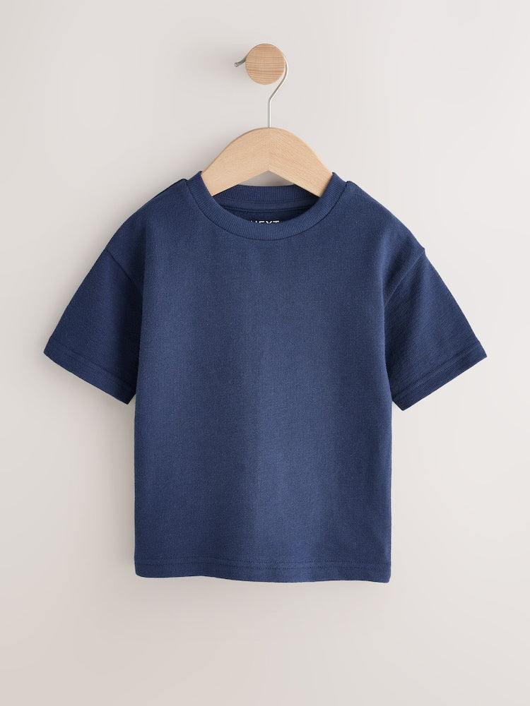 Navy Blue Short Sleeve Textured T-Shirt (3mths-7yrs) - Navy Blue / 12-18 Months (80-86cm)