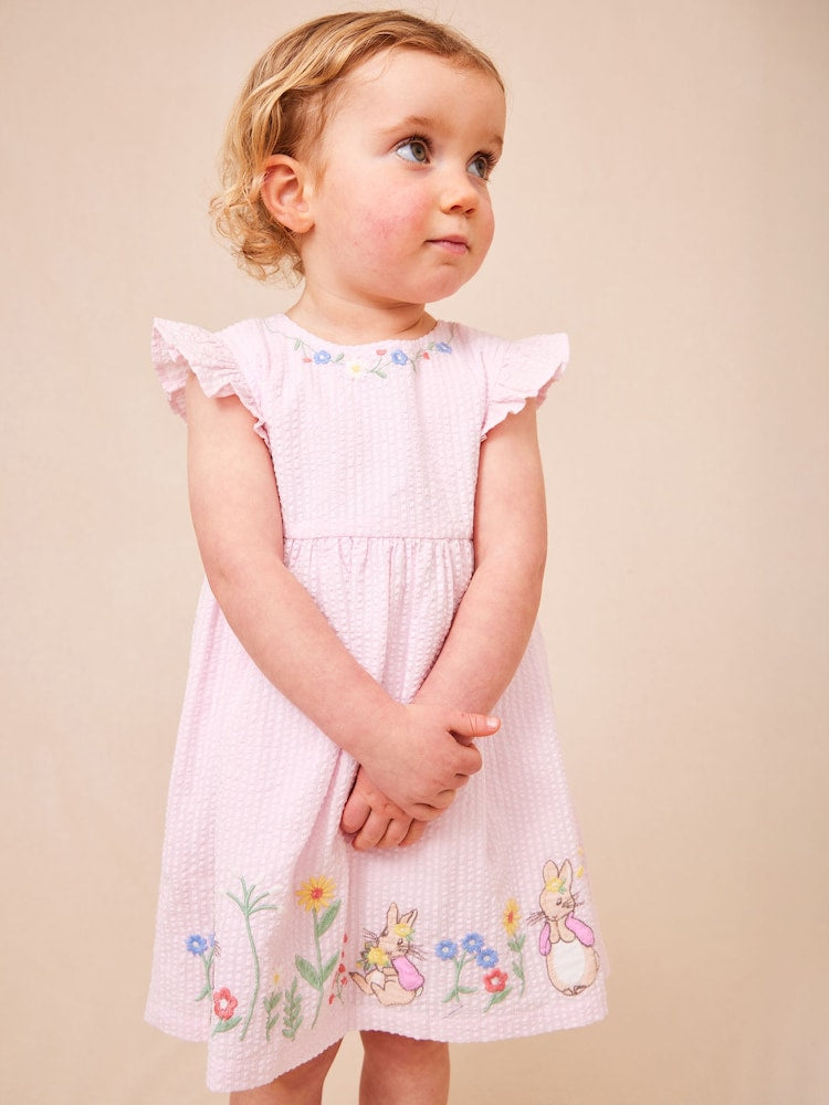 JoJo Maman Bébé Pink Flopsy Bunny Embroidered Dress & Knicker Set