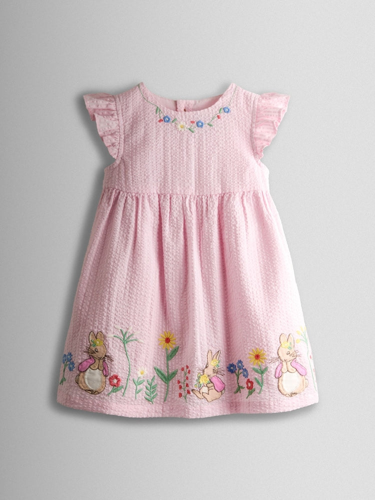 JoJo Maman Bébé Pink Flopsy Bunny Embroidered Dress & Knicker Set