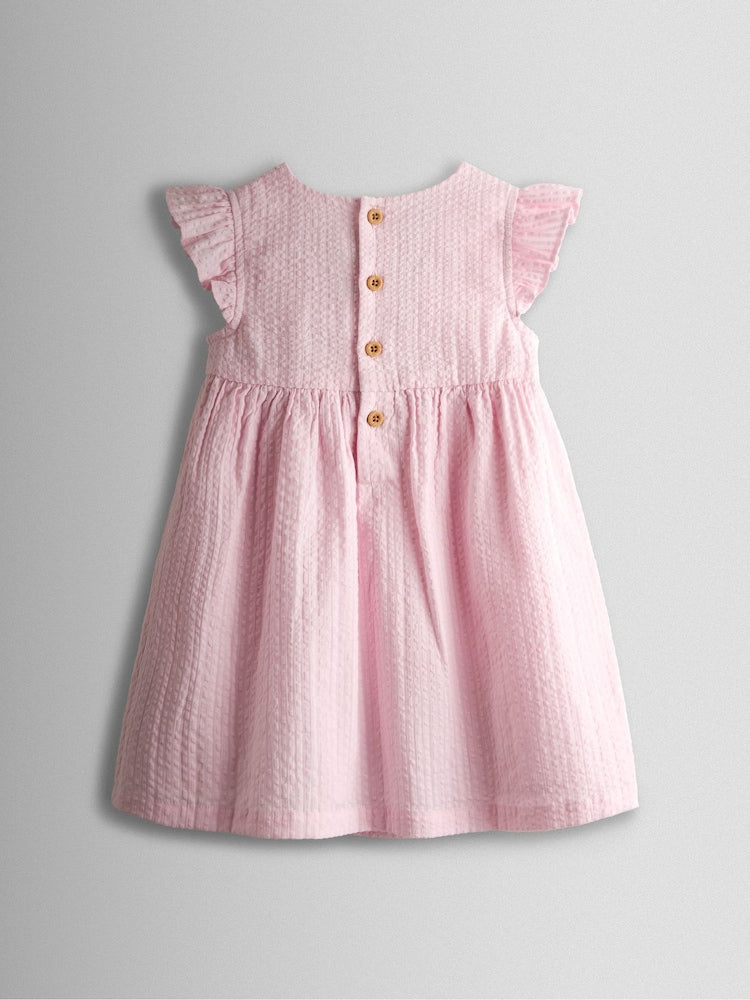 JoJo Maman Bébé Pink Flopsy Bunny Embroidered Dress & Knicker Set