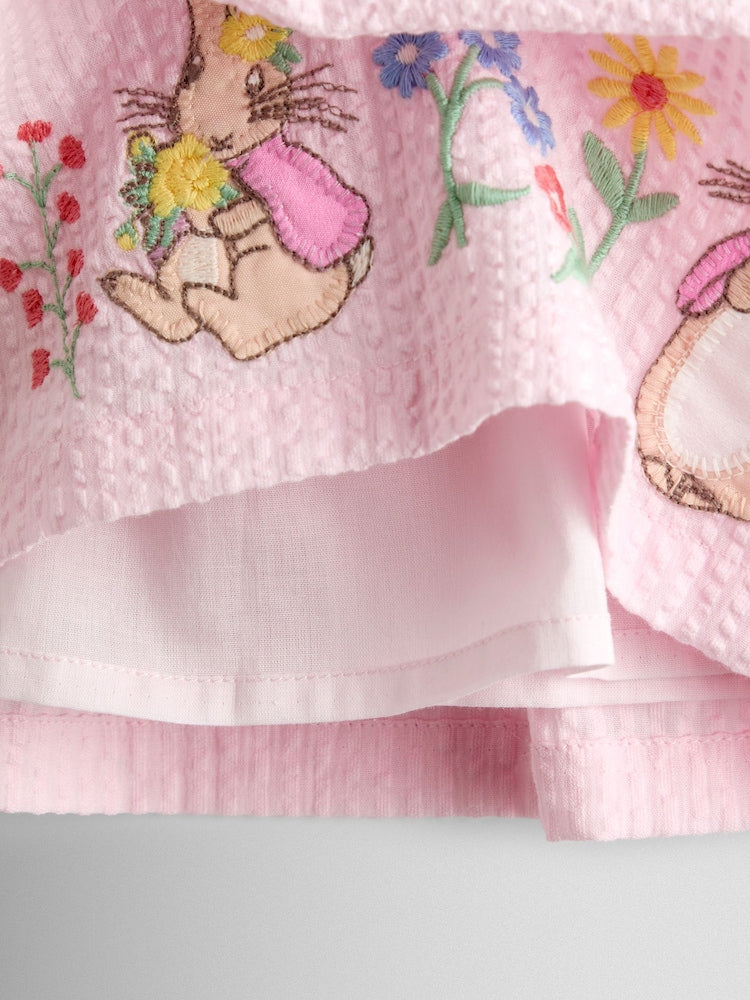JoJo Maman Bébé Pink Flopsy Bunny Embroidered Dress & Knicker Set