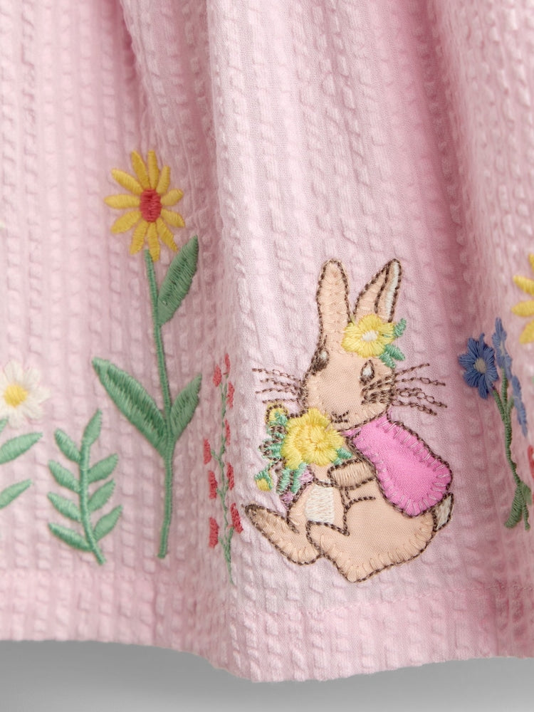 JoJo Maman Bébé Pink Flopsy Bunny Embroidered Dress & Knicker Set
