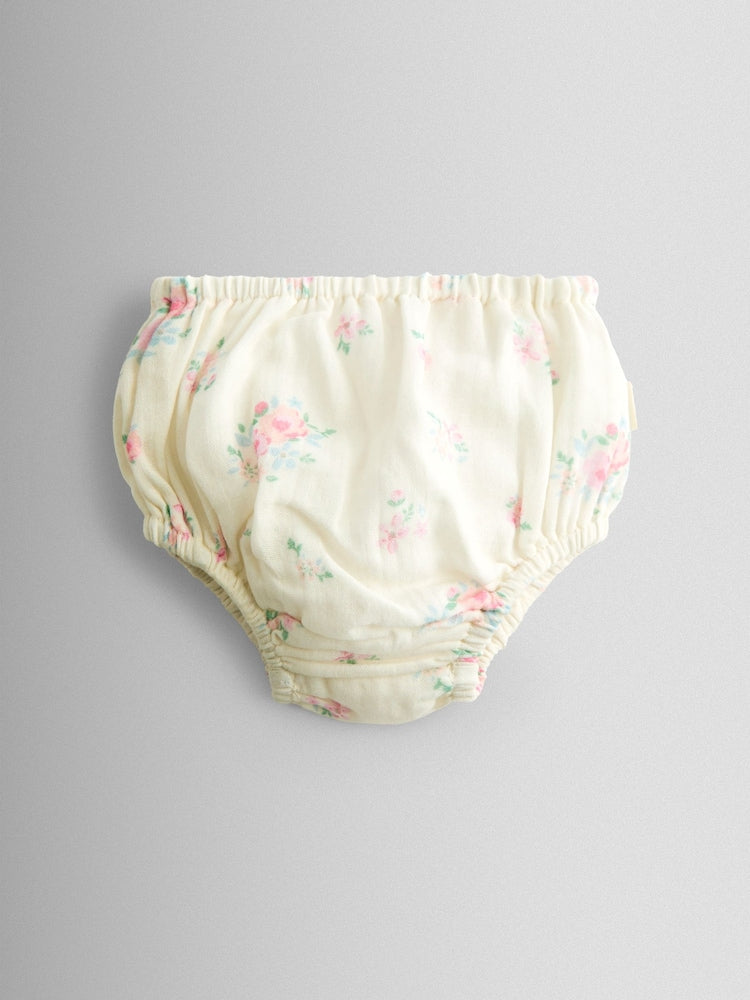 JoJo Maman Bébé Cream Floral Dress and Knicker Set
