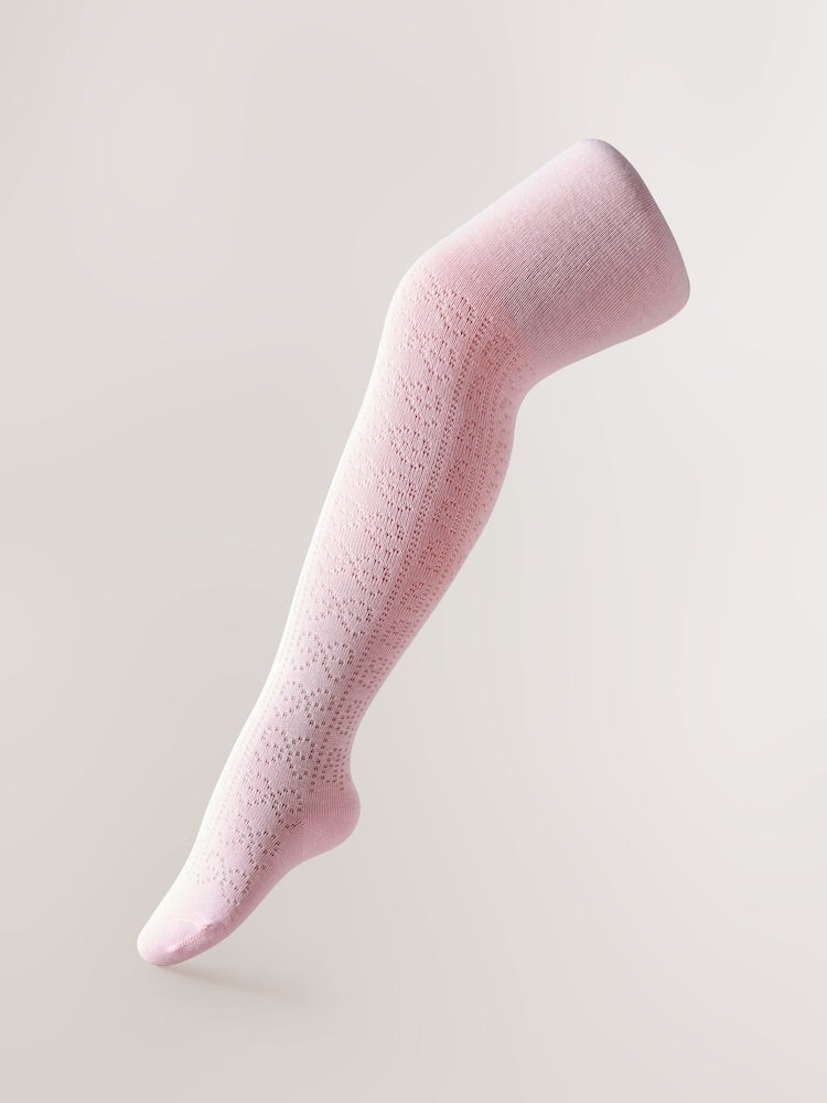 Baker by Ted Baker Pointelle Pink/White Tights 2 Pack - Size 12-18 Months (80-86cm)