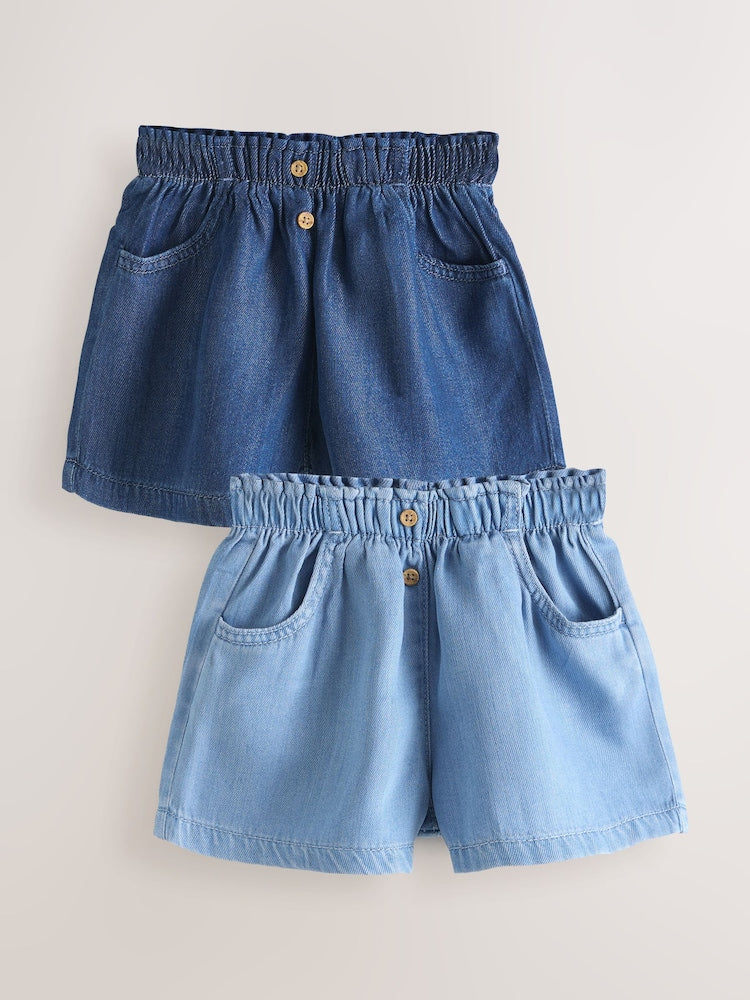 Blue Pullon Denim shorts 2 Pack (3mths-10yrs) - Blue Pullon Denim / 12-18 Months (80-86cm)