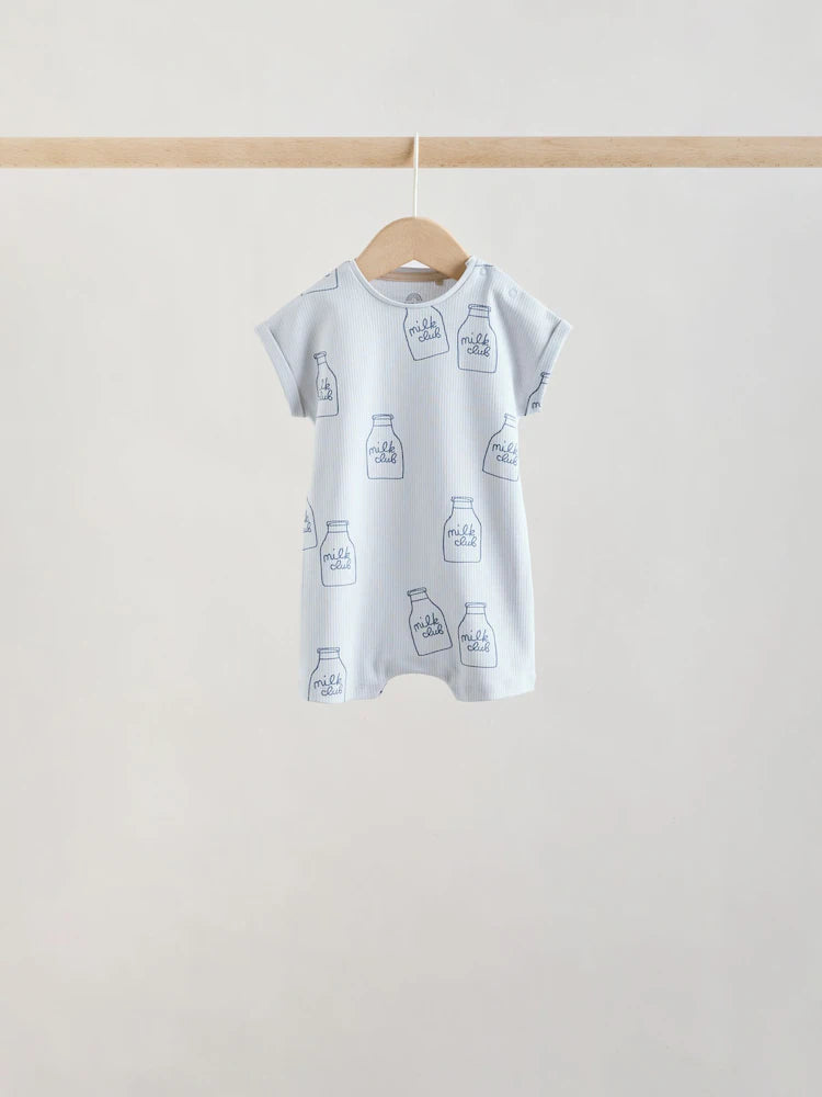 Blue/Neutral Milk Club Jersey Baby Rompers 4 Pack