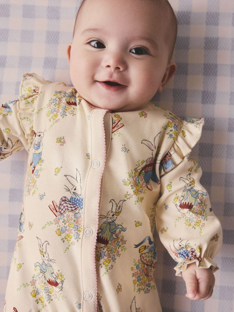 Cream Bunny Cath Kidson Bunny Baby Sleepsuit