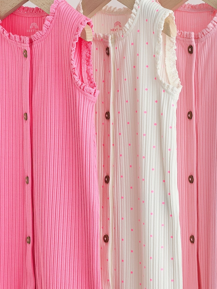 Pink Tonal Button Through Wide Leg