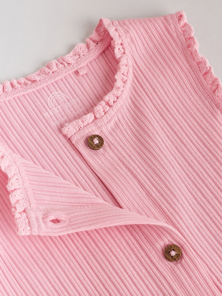 Pink Tonal Button Through Wide Leg