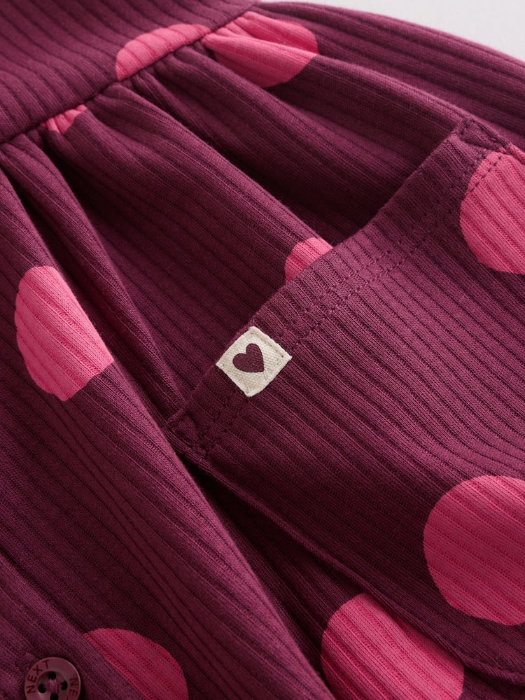 Pink Polka Dot Button Through Baby Rompers 3 Pack