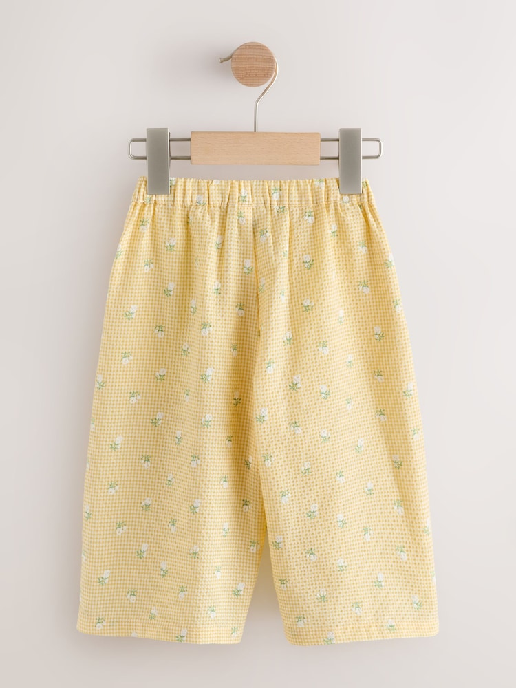 Lemon Yellow Ditsy Pullon Wide Leg Trousers (3mths-7yrs)