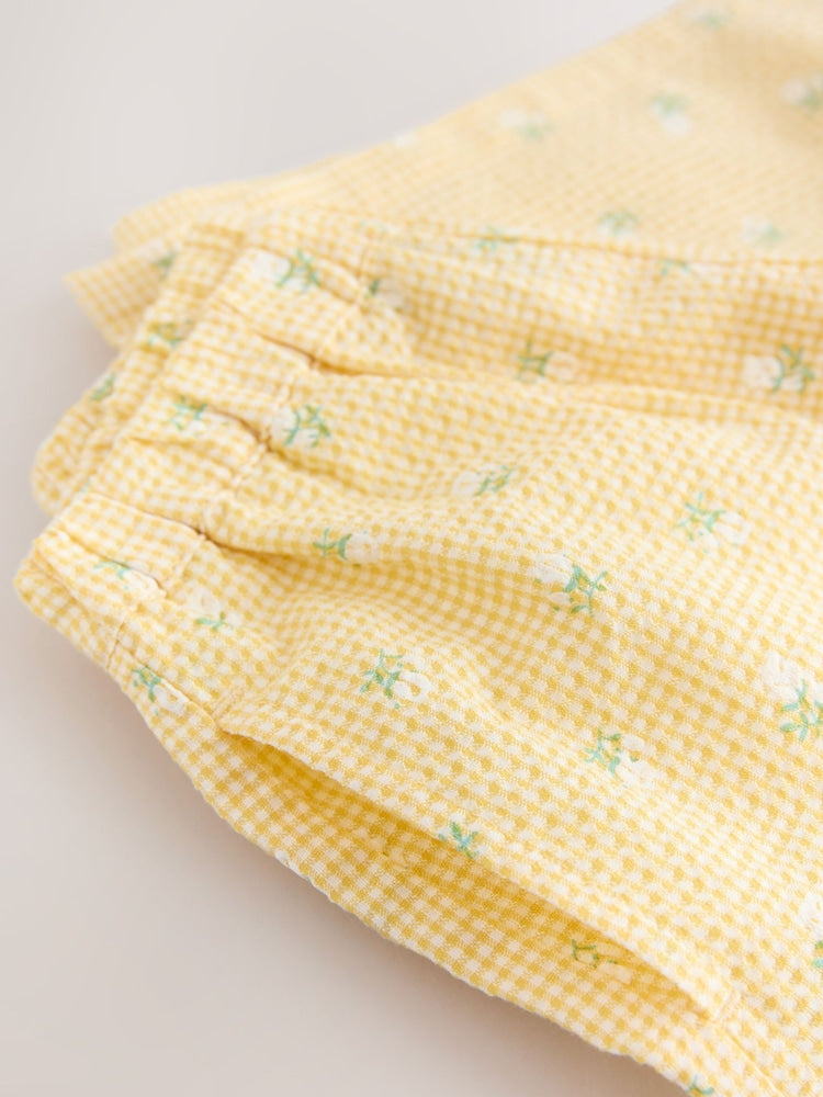 Lemon Yellow Ditsy Pullon Wide Leg Trousers (3mths-7yrs)