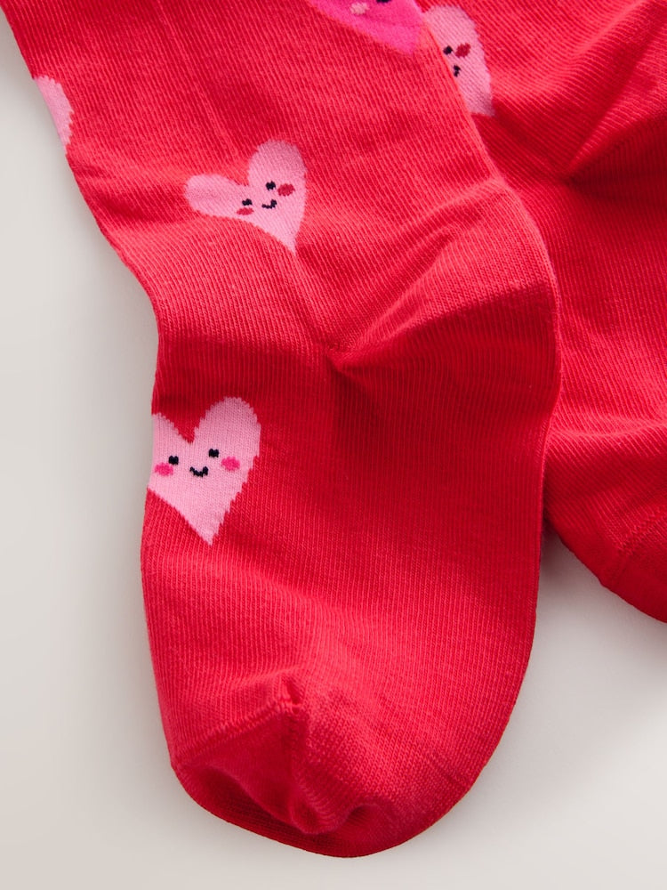 Red Cotton Rich Heart Tights - Size Up To 6 Months (50 - 68cm)