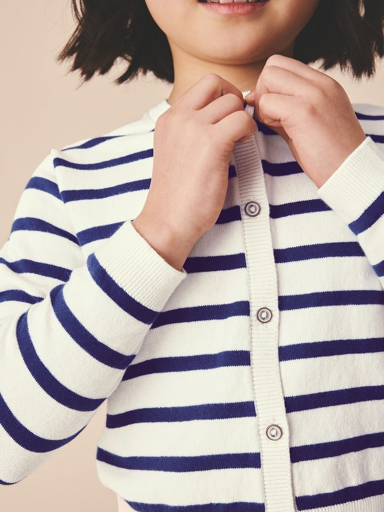 Navy Stripe Button Up Cardigan (3mths-16yrs)