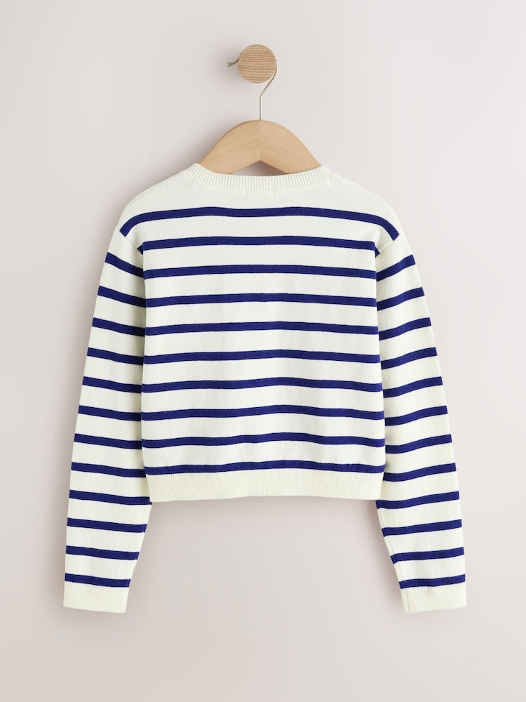 Navy Stripe Button Up Cardigan (3mths-16yrs)