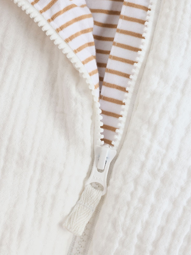 White Crinkled Baby Hooded Jacket