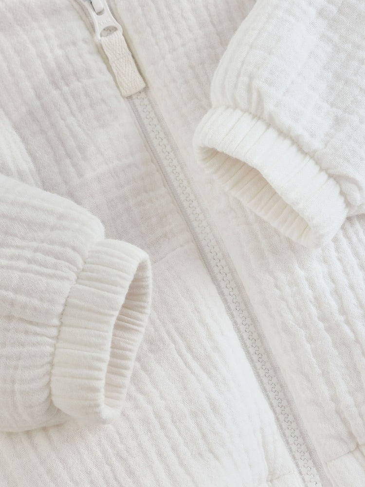 White Crinkled Baby Hooded Jacket