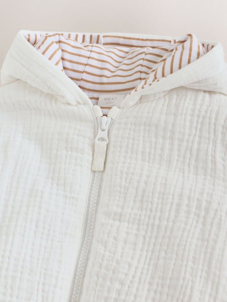 White Crinkled Baby Hooded Jacket