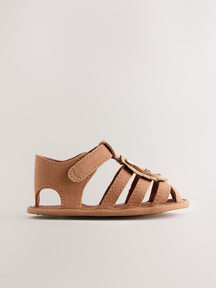 Tan Brown Lion Baby Fisherman Sandals (0-2mths)