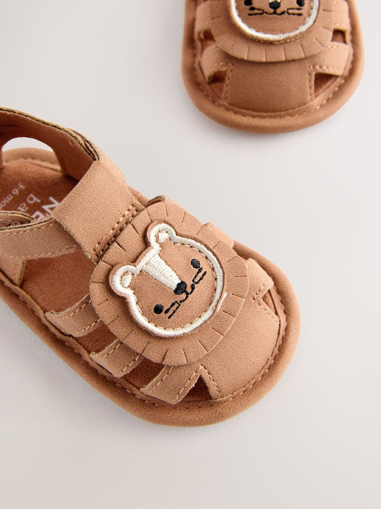 Tan Brown Lion Baby Fisherman Sandals (0-2mths)