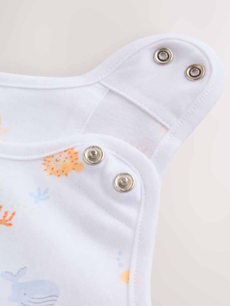 Neutral Mini Sea Print 0.5 Tog Sleeveless Baby Sleep Bag